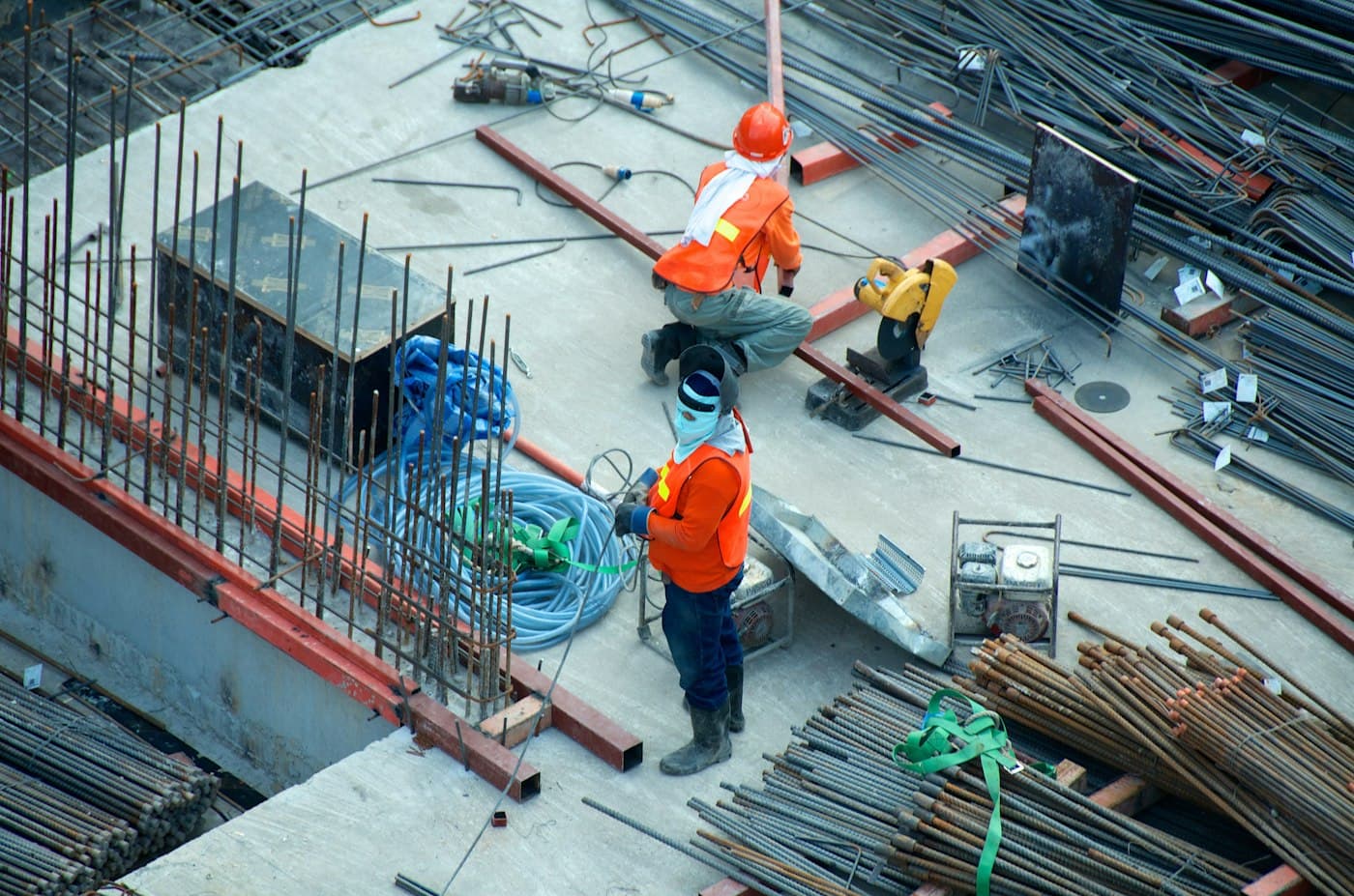 Workers on a construction deck