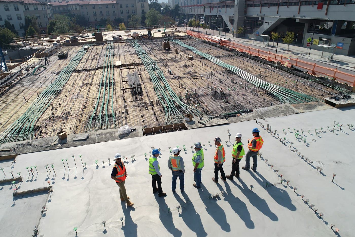 A construction crew on an active site